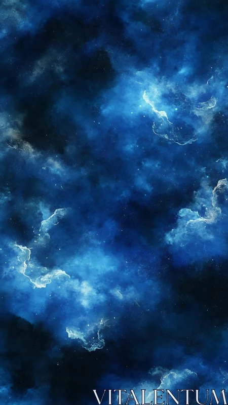 Nebula currents drift softly through a midnight blue cosmos