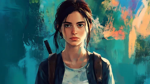 Brushstroked survivor studies the silence between colors