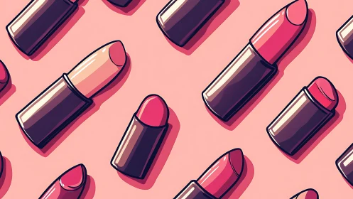 Lipstick pattern showcases bold pink cosmetic icons.
