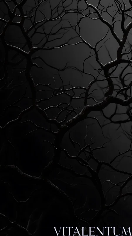 Twisted dark branches in moody minimalist composition.