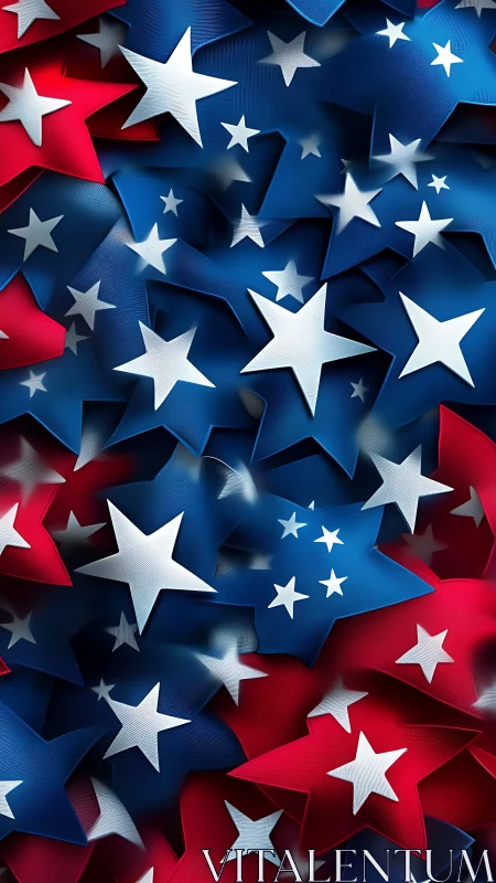 Bold red, white, and blue stars overlap in playful motion