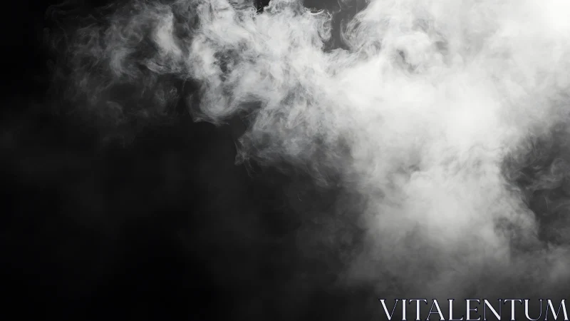 Ghostlike white smoke curling through a shadowed black void.
