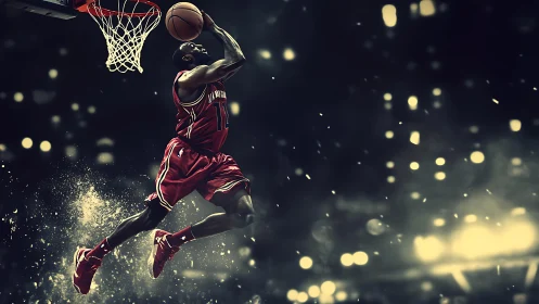 Dynamic basketball dunk captured with high contrast motion effects