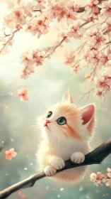 Felonid Specimen Amid Prunus Blossoms: Chromatic Study.