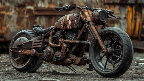 Rust-born wasteland cruiser growls in industrial twilight.