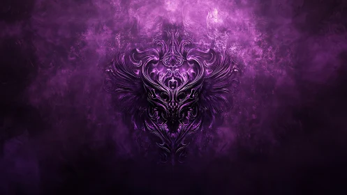Ornate purple demonic face forms intricate central emblem