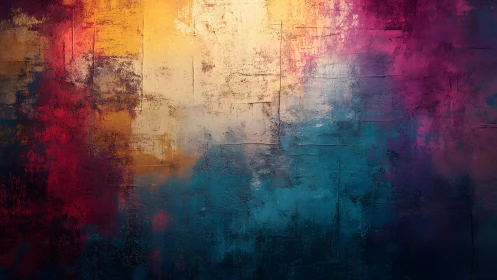 Vibrant Abstract Wall Art With Textured Brush Strokes and Bold Colors.