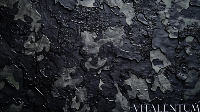 Dark camo texture reveals rugged, glossy industrial surface