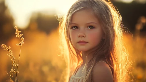 Child portrait with golden hour backlighting and depth of field