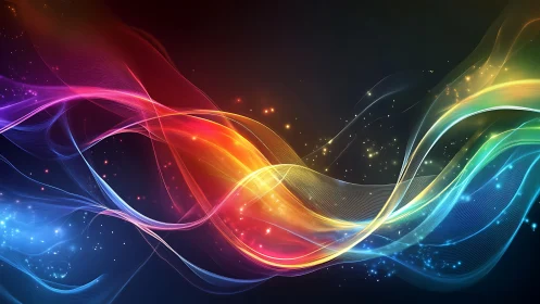 Radiant light waves swirl through a luminous cosmic spectrum.