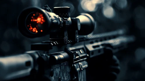 Crimson optics ignite tactical precision through darkness.