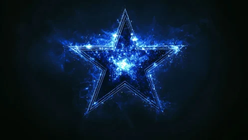 Electric blue nebula star pulsing in deep space night.