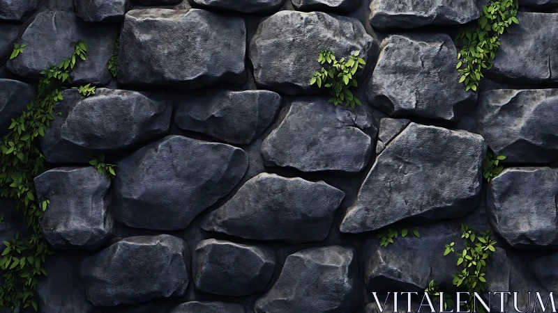 Procedurally lit stone wall with tessellated rocks and climbing ivy