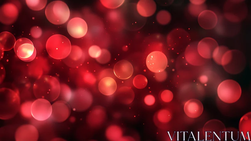 Red bokeh light orbs on dark background digital abstract.