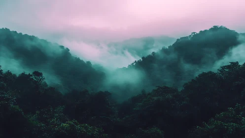 Misty Mountain Valley at Dawn
