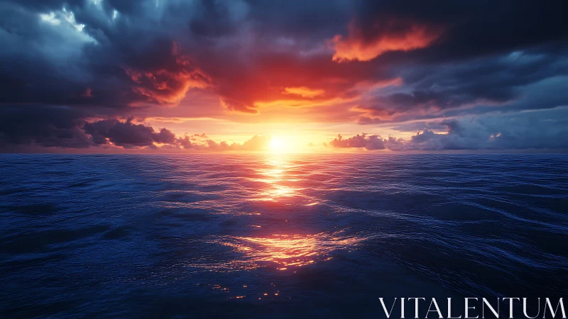 Radiant maritime horizon under volumetric storm cloud canopy.