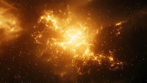 Stellar firestorm erupts in a golden nebula of newborn stars