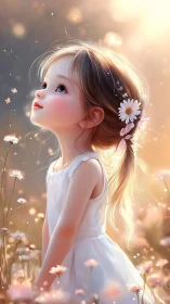 Dreaming Among Daisies in Golden Light.