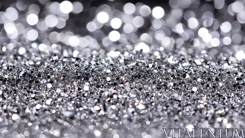 Shimmering Silver Glitter Close-Up With Soft Bokeh Background.