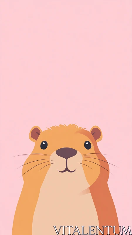 Smiling cartoon marmot on soft pastel pink backdrop.