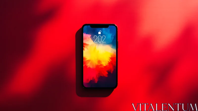 Smartphone Lock Screen with Vibrant Solar Burst Composition.