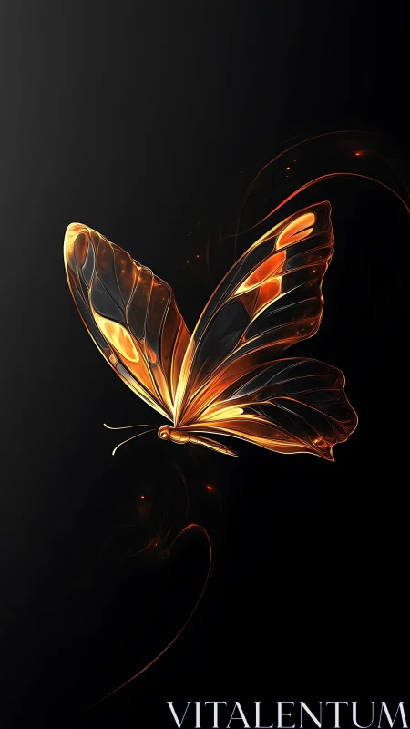 Luminous abstract butterfly with orange translucent wings.