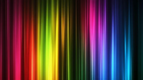 Vertical neon light streaks in full rainbow color gradient.
