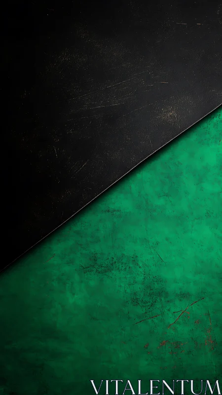Diagonal midnight slab slices through weathered emerald field
