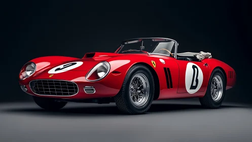 Photorealistic render showcases classic red racing roadster
