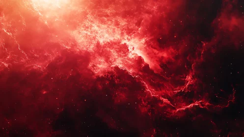 Ionized hydrogen nebula glows with dense red emission filaments