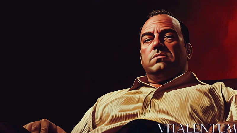 Low-lit power stare quietly crowns the seated figure