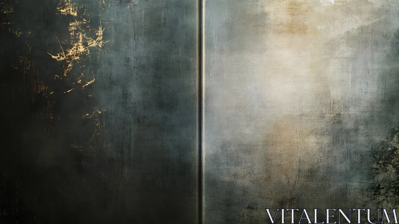 Textured split wall with muted metallic gradients.