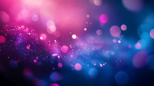 Vibrant Pink and Blue Bokeh Abstract Digital Art Background.