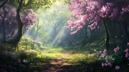 Luminous Bloom Cathedral: Where Light Whispers Through Pink Petals.