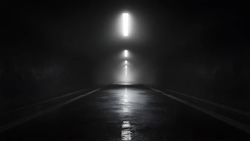 Quiet tunnel glow where darkness slowly meets daylight.