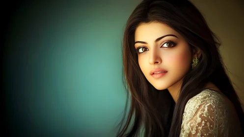 Chromatic portrait of digitally rendered woman in soft bokeh field.