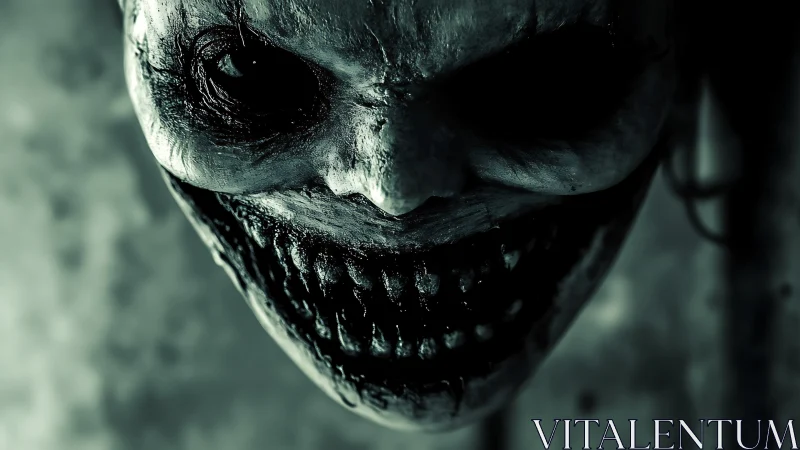 Grotesque skull-faced demon lunges from murky shadows.