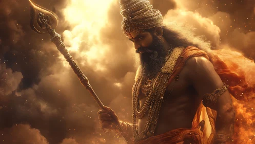 Storm-wreathed warrior sage with blazing spear of dawn.