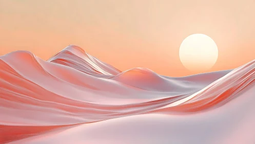 Iridescent pastel dunes under a rising minimalist sun.