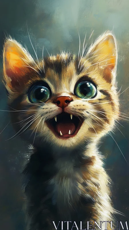 Felid Portrait with Exaggerated Anthropomorphic Expressions and Dynamic Painterly Brushwork.