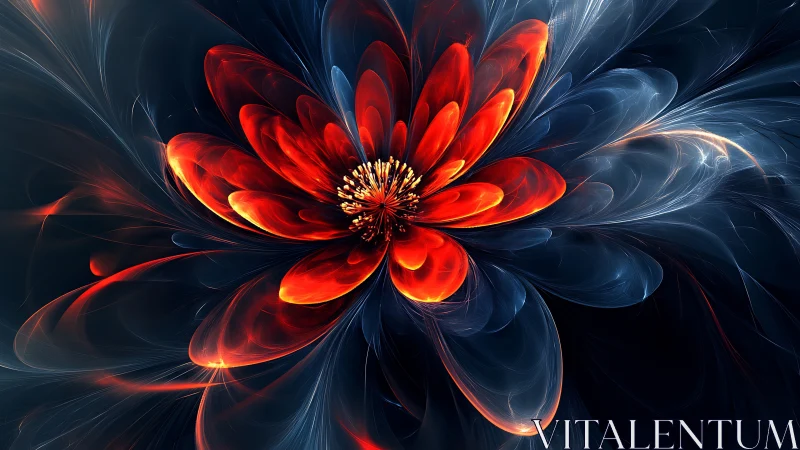 Luminous ember blossom unfolding in deep cosmic twilight.