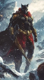 Panther knight of the crimson frostbound highlands.