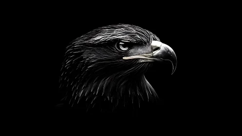 Majestic eagle portrait in dramatic black and white photography.