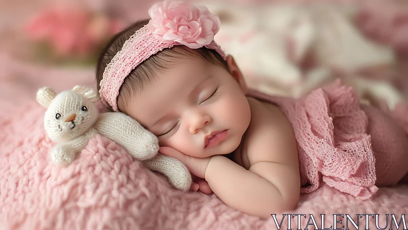 Blossom-napping baby drifts on a pink cloud of quiet dreams.