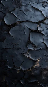 Cracked midnight lacquer quietly reveals buried molten glimmers