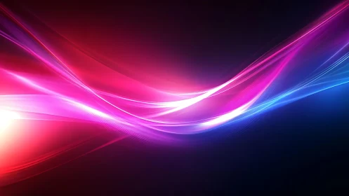 Vibrant Neon Light Waves Abstract Digital Art Background.
