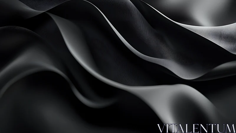 Sculpted black silk waves form glossy abstract surface