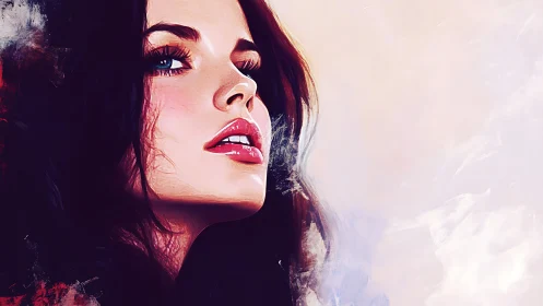 Digital portrait studies specular skin, soft brush edges, vivid contrast