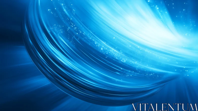 Abstract blue energy swirl with glowing light effects in motion.
