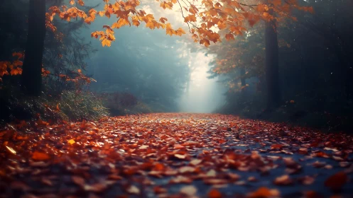 Amber Cathedral: Where Autumn Whispers Meet Luminous Paths.